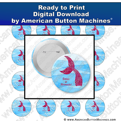 Digital Download, For Buttons, Digital Download for Buttons, mermaid, believe, ocean