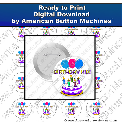 Digital Download, for buttons, digital download for buttons, birthday, kid