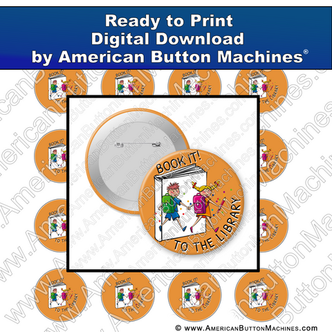 Digital Download, For Buttons, Digital Download for Buttons, books, library, learning, school
