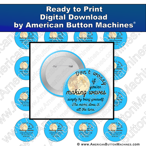 Digital Download, for buttons, digital download for buttons, moon, waves, ocean