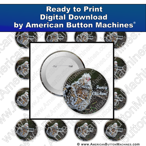 Digital Download, for buttons, digital download for buttons, chicken, fancy