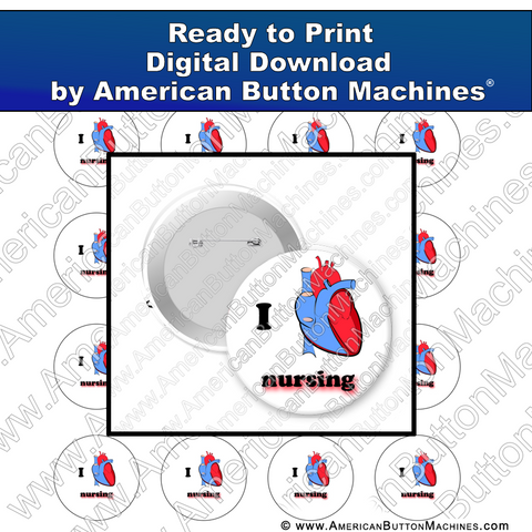 Digital Download, Digital Download for Buttons, nursing, heart, love nursing