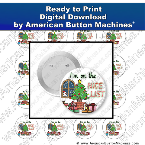 Digital Download, For Buttons, Digital Download for Buttons, Christmas, holidays, naughty, nice, Santa