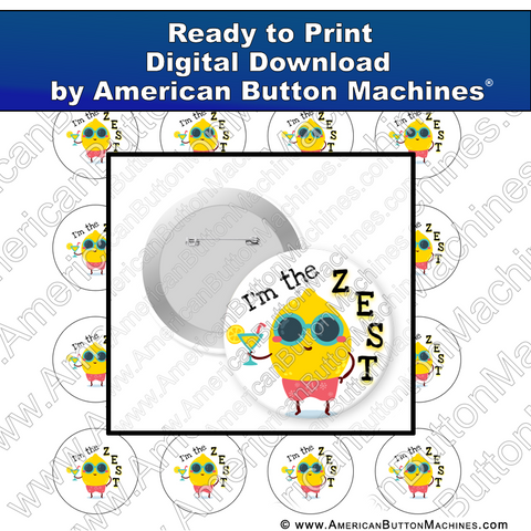 Digital Download, for buttons, digital download for buttons, Summer, Lemon, Zest