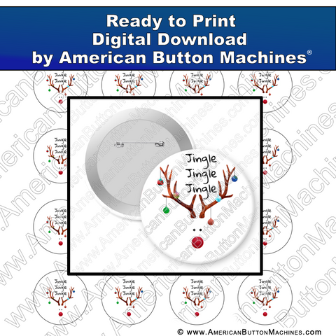 Digital Download, For Buttons, Digital Download for Buttons, reindeer, rudolph, jingle bells