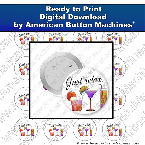 Digital Download, for buttons, digital download for buttons, relax, cocktail, vacation