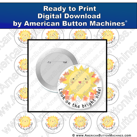 Digital Download, for buttons, digital download for buttons, Sunshine, Bright Side