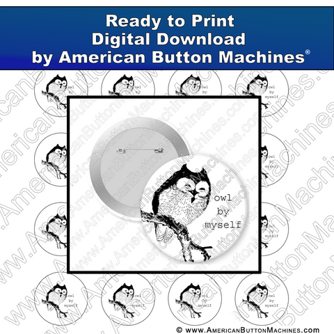 Digital Download, Digital Download for Buttons, owl, by myself, owl by myself