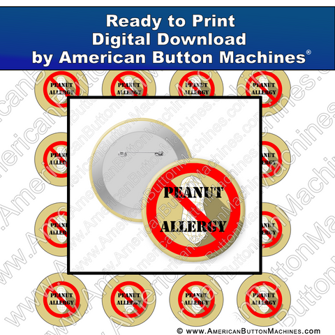 Digital Download, Digital Download for Buttons, peanut, allergy, peanut allergy