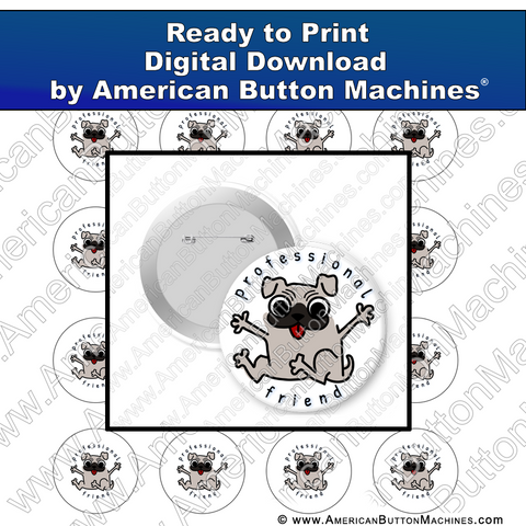 Digital Download, Digital Download for Buttons, pug, dog, friend