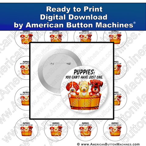 Digital Download, For Buttons, Digital Download for Buttons, puppies, dogs