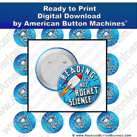 Digital Download, For Buttons, Digital Download for Buttons, rocket science, space, rocket, reading, books, library