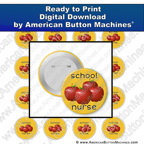 Digital Download, Digital Download for Buttons, School, Nurse. School nurse