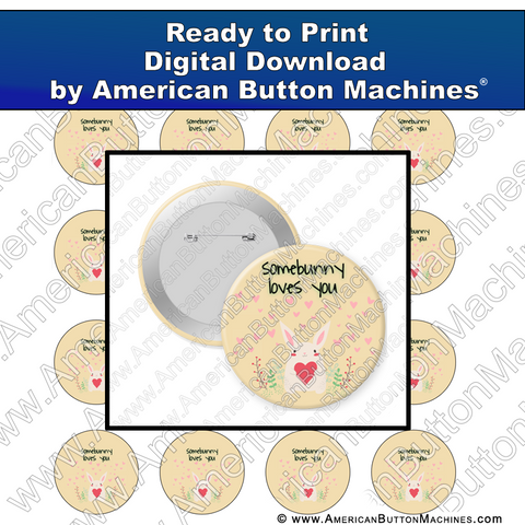 Digital Download, Digital Download for Buttons, bunny, rabbit. love