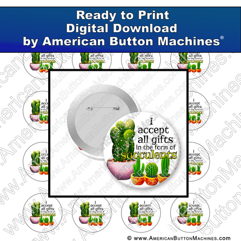 Digital Download, for buttons, digital download for buttons, succulents, gifts, cactus