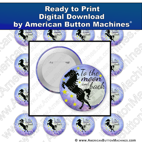 Digital Download, For Buttons, Digital Download for Buttons, moon, horse, moon and back, to the moon