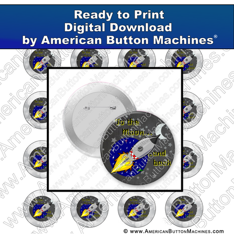 Digital Download, for buttons, digital download for buttons, aliens, rocket, ufo, moon