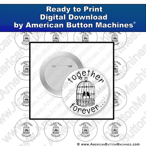 Digital Download, for buttons, digital download for buttons, Together, love birds