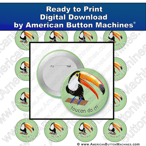 Digital Download, Digital Download for Buttons, toucan, bird