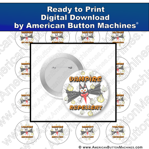 Digital Download, For Buttons, Digital Download for Buttons, bat, vampire, garlic, repellent, halloween