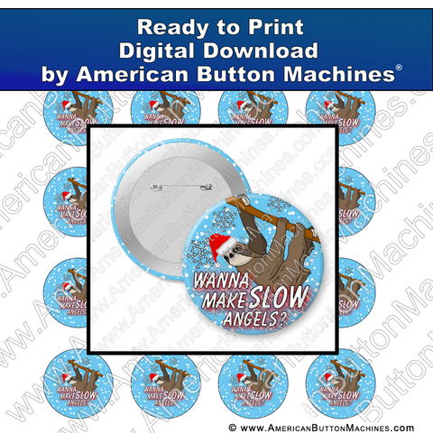 Digital Download, For Buttons, Digital Download for Buttons, sloth, Santa, snow, angels, winter, Christmas