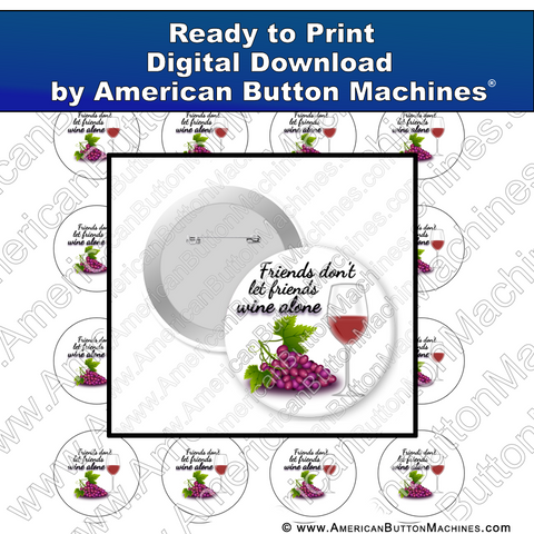 Digital Download, Digital Download for Buttons, wine, friends