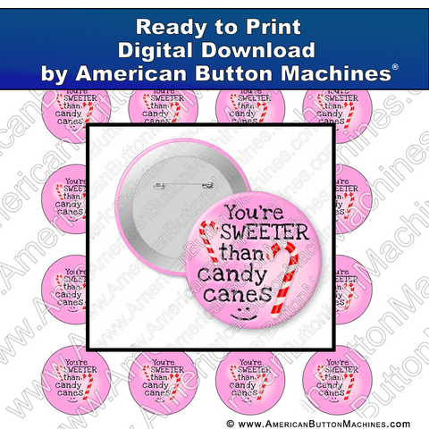 Digital Download, For Buttons, Digital Download for Buttons, Candy Canes, Christmas, Pink, Sweet. Candy
