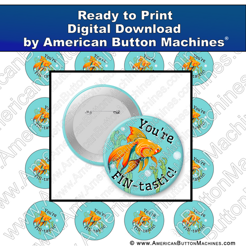 Digital Download, for buttons, digital download for buttons, goldfish, fintastic