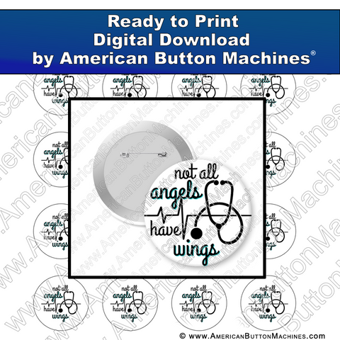  Digital Download, for buttons, digital download for buttons, Angels, Nurse, Healthcare