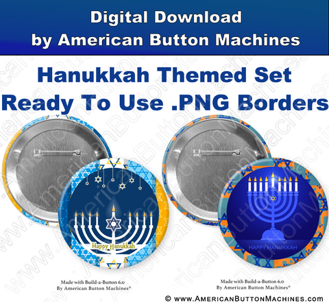 Digital Download for Buttons - Hanukkah Border Set