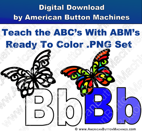 Ready to Color Alphabet - Digital Download for Buttons