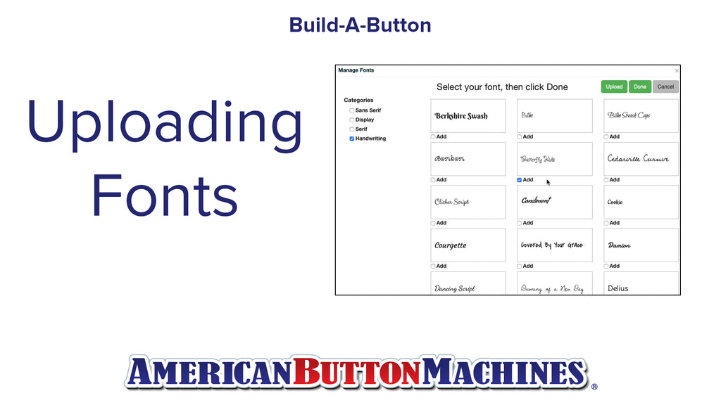 Uploading Fonts - Build-a-Button Software