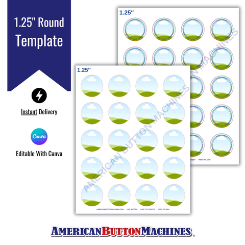 Round 1.25" Printing Templates - American Button Machines