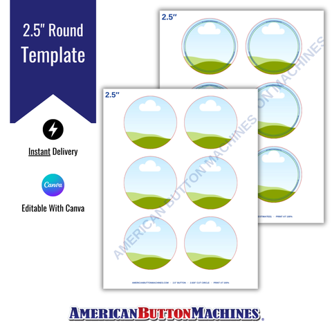 Round 2.5" Printing Templates - American Button Machines