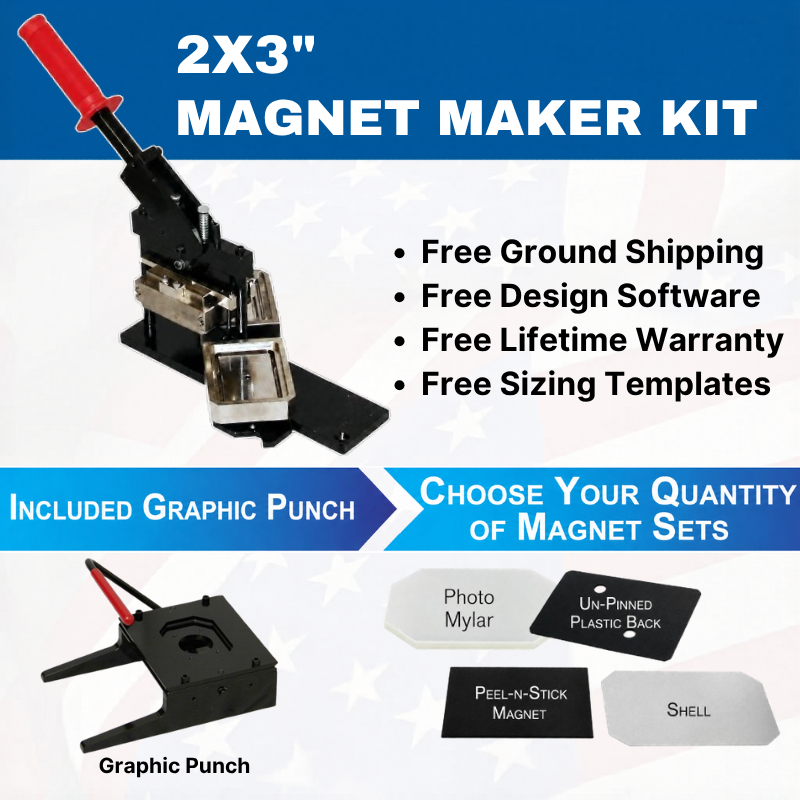 2"x3" Rectangle Magnet Making Kit - Paper - New - American Button Machines