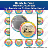 Birthday Around the World - Digital Download for Buttons - American Button Machines