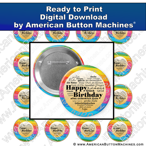 Birthday Around the World - Digital Download for Buttons