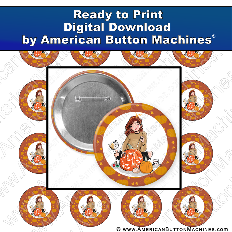 Painting Pumpkins - Digital Download for Buttons - American Button Machines