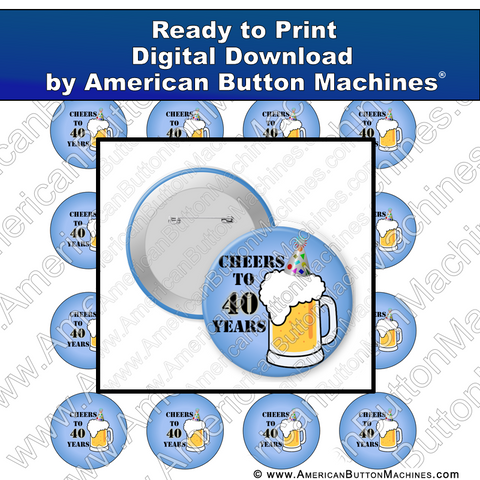 Digital Download, Digital Download for Buttons, beer, birthday, cheers, beer mug, toast