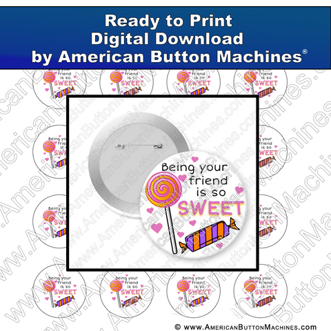 Digital Download, For Buttons, Digital Download for Buttons, candy, friends, sweet