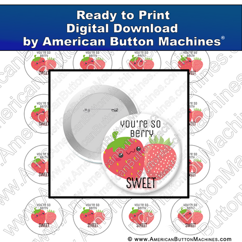 Digital Download, Digital Download for Buttons, , strawberries, sweet, berry