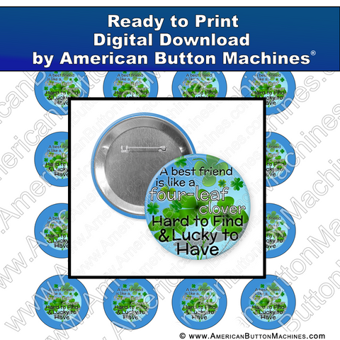 Digital Download, For Buttons, Digital Download for Buttons, clover, friends, lucky