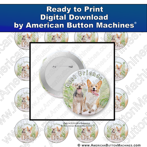 Digital Download, for buttons, digital download for buttons, friends, pups, happy, dogs