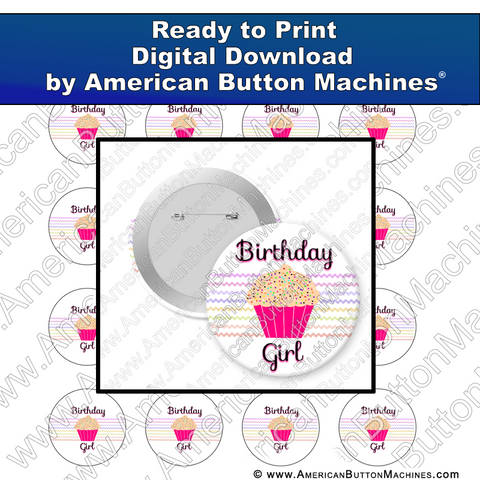 Digital Download, for buttons, digital download for buttons, birthday, cupcake