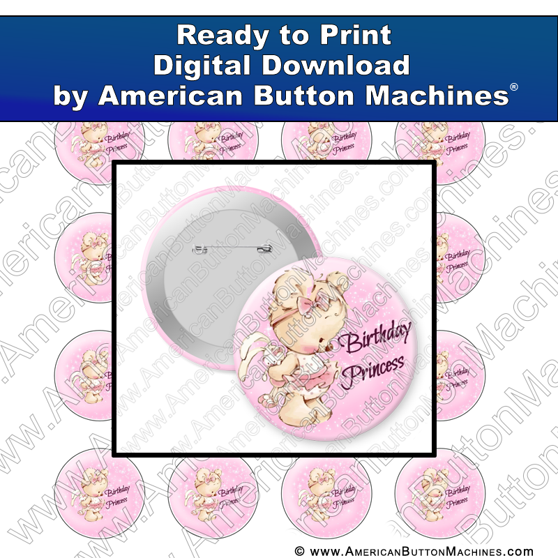 Digital Download, for buttons, digital download for buttons, birthday, princess