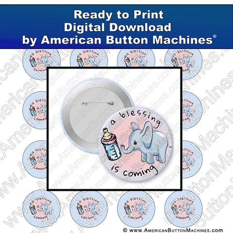 Digital Download, Digital Download for Buttons, elephant, baby, blessing