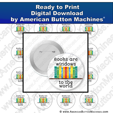 Digital Download, for buttons, digital download for buttons, books, reading, library