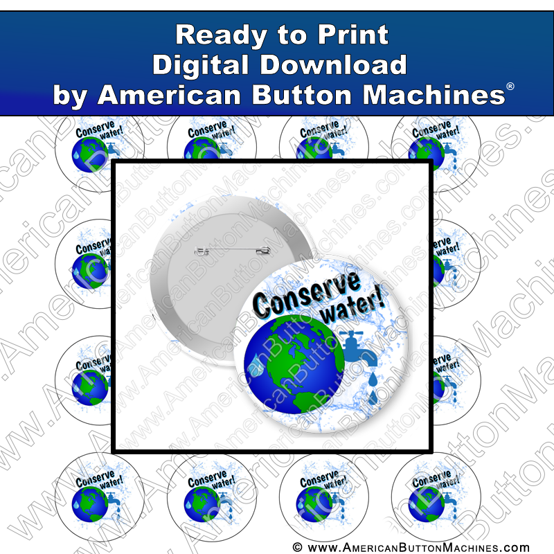 Digital Download, Digital Download for Buttons, conservation, water, environment