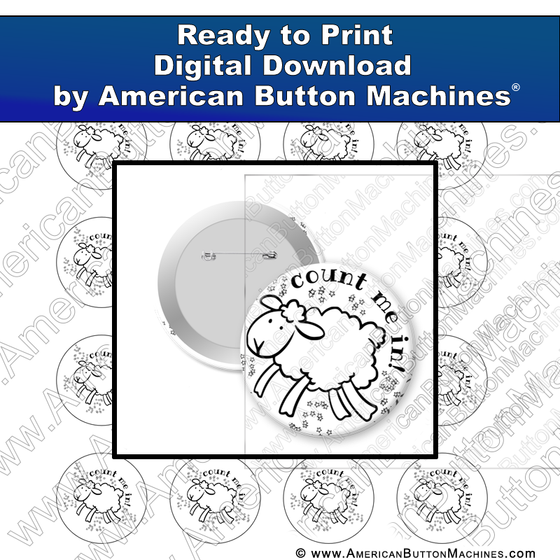 Digital Download, for buttons, digital download for buttons, counting sheep