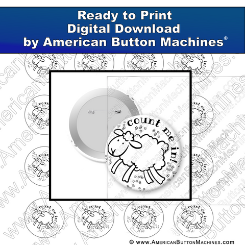 Digital Download, for buttons, digital download for buttons, counting sheep